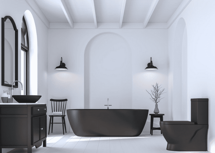 Miroir salle de bain Peinture salle de bain Débouchage salle de bain Plomberie salle de bain Économie d'eau Chauffe-eau Sèche-serviettes Robinetterie moderne Rénovation luxe Salle de bain minimaliste